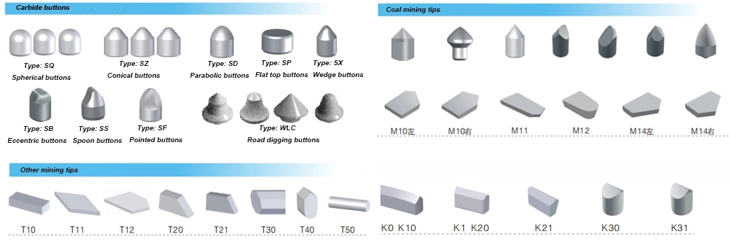 Different Types of Carbide Tip Inserts From Manufacture in Zhuzhou