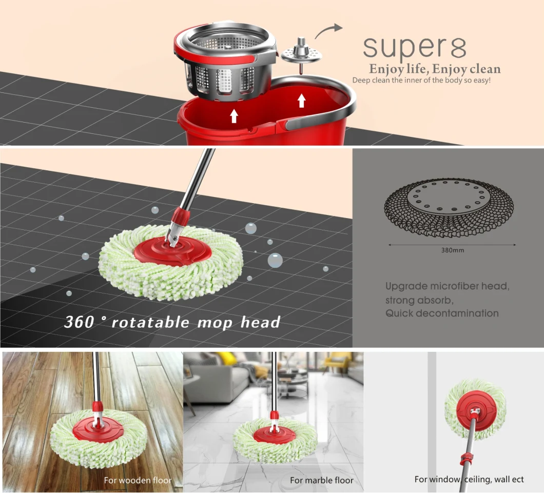 Magic Mop Spin Mop Cleaning Mop 360 Spin Mop Bucket Mop Cleaning Tools Floor Mop Microfiber Mop Easy Mop