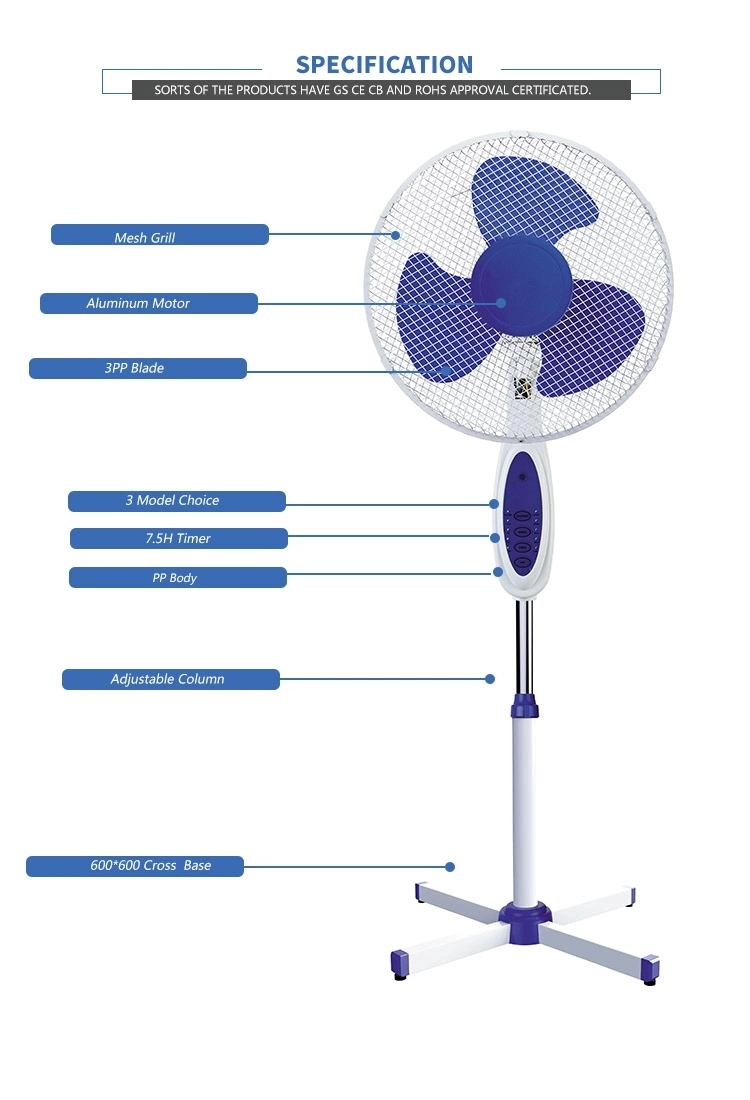 Good 12V DC Fan with Timer DC Cooling Solar Fan Brush Motor Pedestal Fan