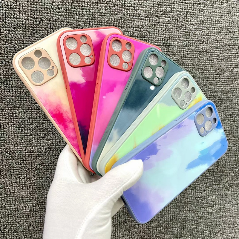 Glass Printing Watercolor Phone Case Figura Wash Painting Cases for iPhone 12 Mini