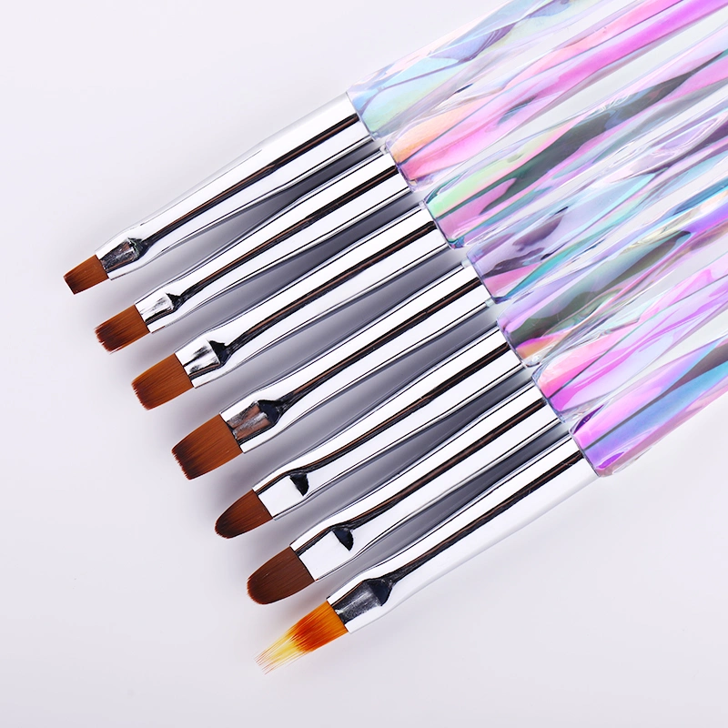 Professional High Quality Rainbow Plastic Acrylic Polish Brush for Nails Painting Dotting Liner Pen Nylon Gel Nail Art Brushes