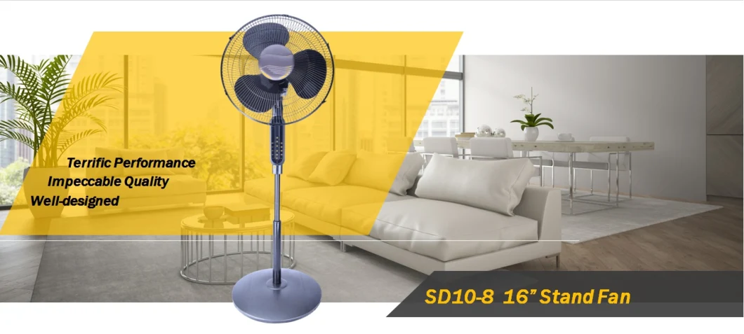 16 Inch Stand Fan, Remote, Titanium Painting Finish, Timer