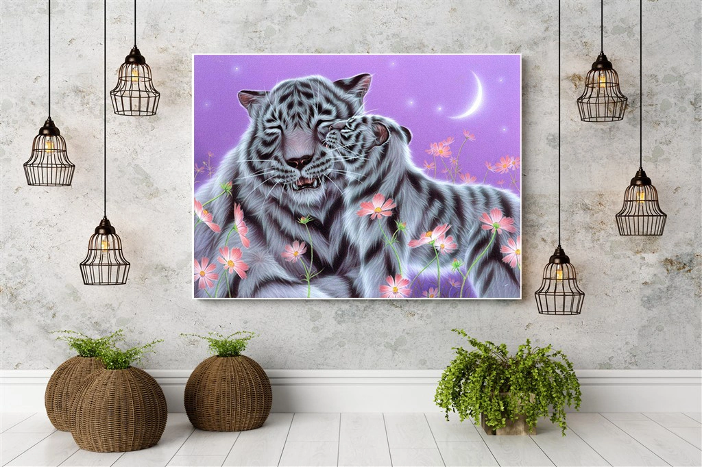 White Tiger Full Drill Dmosaic Art Painting DIY Embroidery Beads Painting