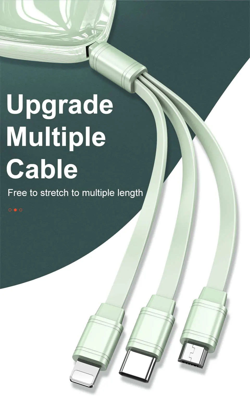 New Tongyinhai USB Groove Design Quick Charge USB Micro Type C Portable Retractable Cable for Oppo