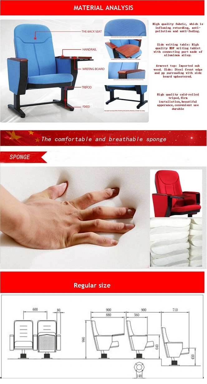 Elegant Auditorium Seating Chair Model Folding Auditorium Church Chair