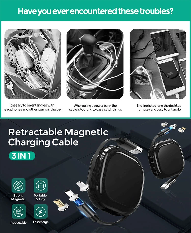 Tongyinhai Factory Multi Plug Retractable Magnetic Portable Automatic Cable Retraction Mechanism Management
