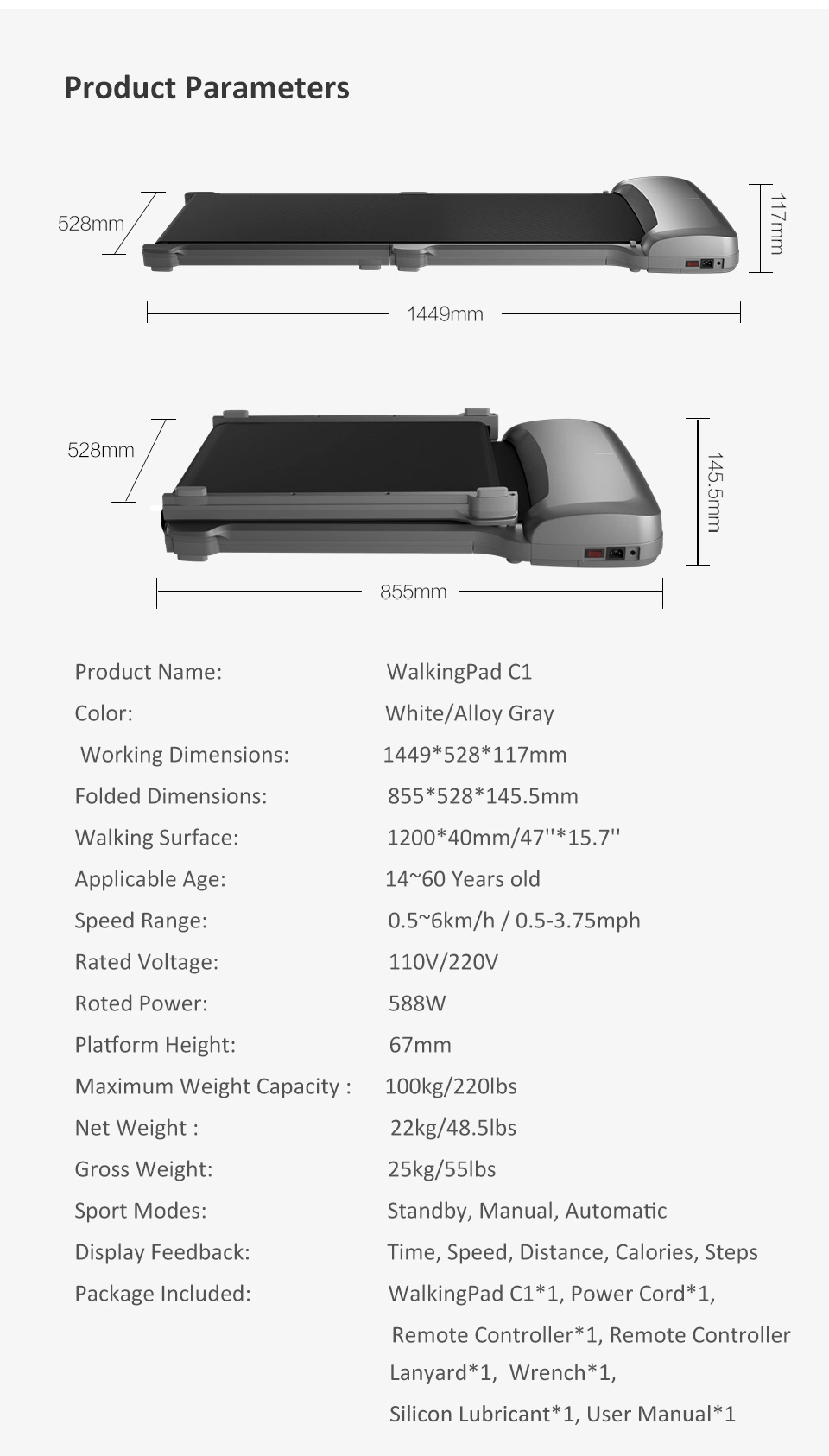 Walkingpad Joint Treadmill Folding Train Apparatus Conveyor Belt Jog Walk Machine Aerobic Exercise Home Sport Fitness