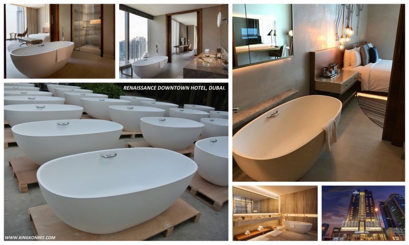 Concrete Matte Modern Solid Surface Bathroom Bathtub Freestanding
