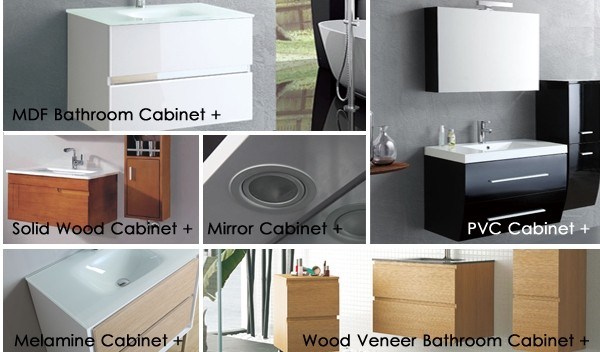 Modern Waterproof Wall Mounted Hotel MDF Bathroom Cabinets with Sink