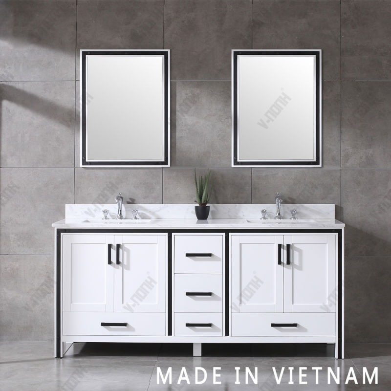 24inch Small Cabinet White Bathroom Vanity with Soft-Closing Drawers