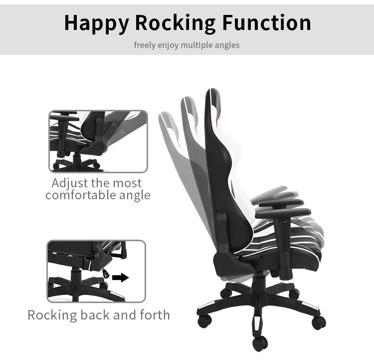 Adjustable with Lumbar Cushion and Pillow Reclining Gaming Chair