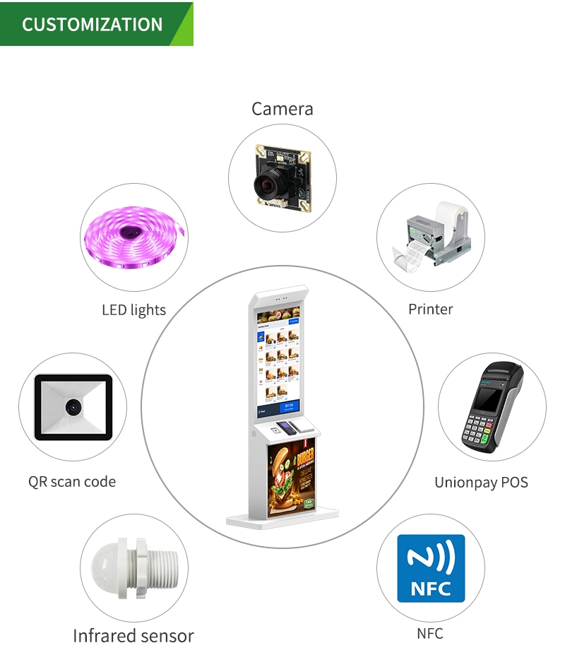 Pasta Store Self Ordering Vending Ticket Self Service Payment POS Terminal for Noodle Shop /Restaurant