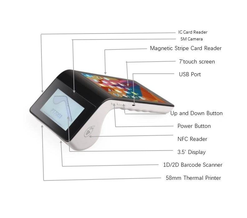 Handheld Free Sdk and Restaurant Demo APP Offered Mobile Touch Screen Android POS with Printer