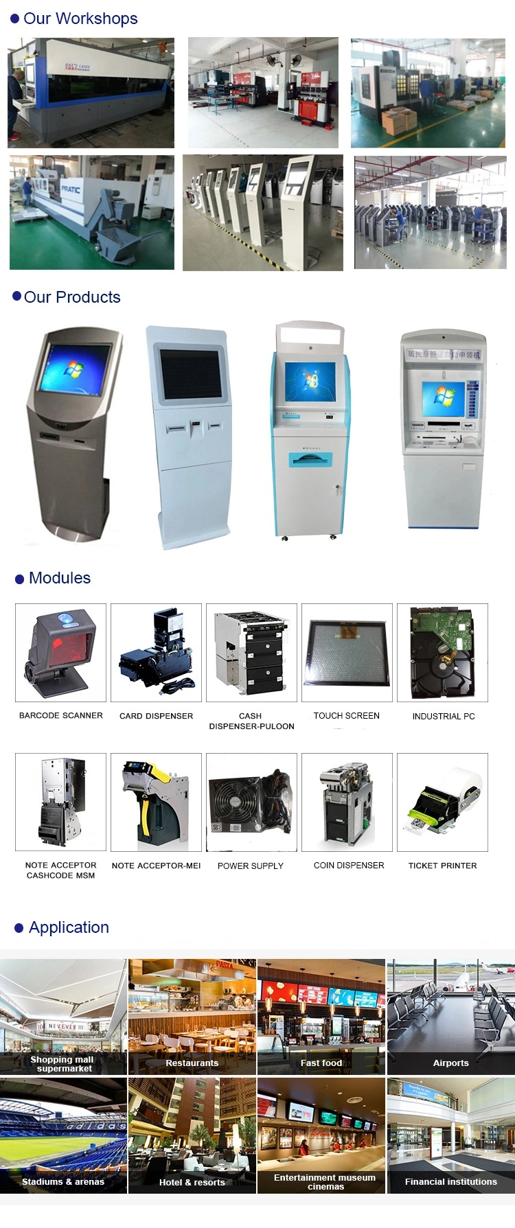 Self Service Ordering Payment Kiosk for Card Reader Cash Payment Kiosk Terminal