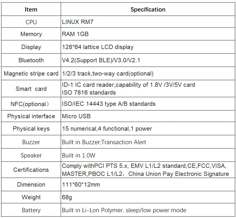 PCI Pts Credit Card Reader Handheld Portable Mobile WiFi POS MP45