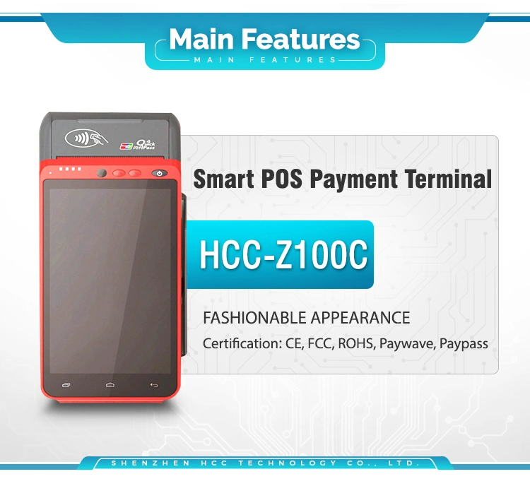 Smart POS Payment Terminal with Finger Print Module Payment System Android 7.0 Hcc-Z100c