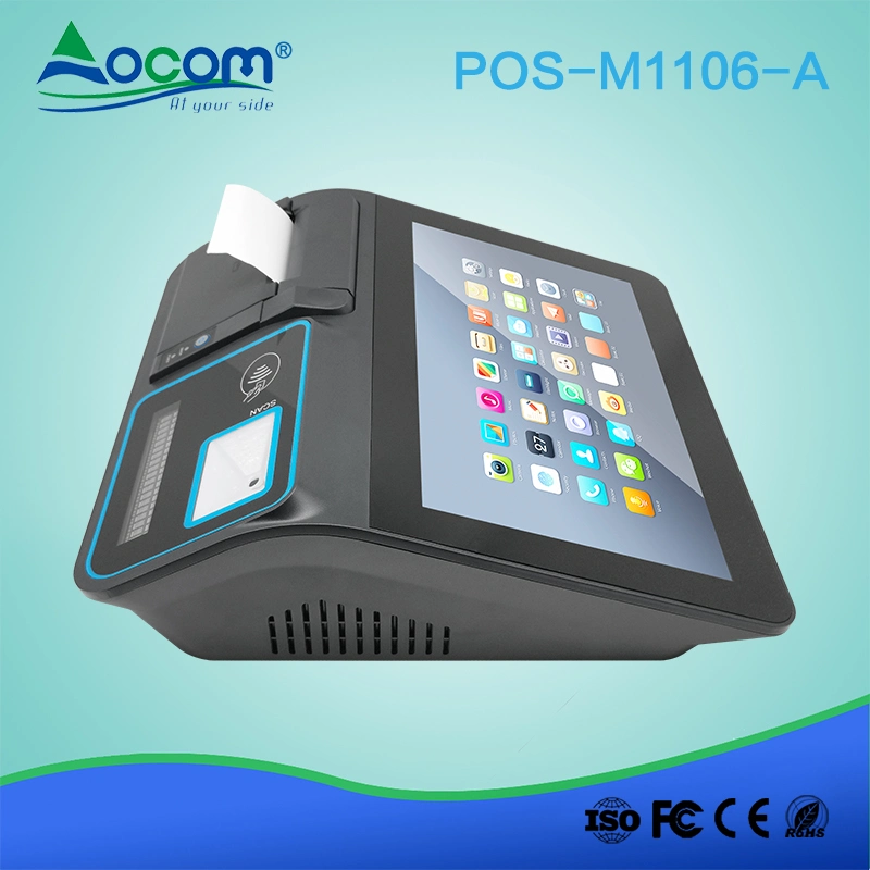 11 Inch Portable Touch Screen Cash Register Android Tablet POS System with Printer, Scanner Display RFID Msr and Battery Options