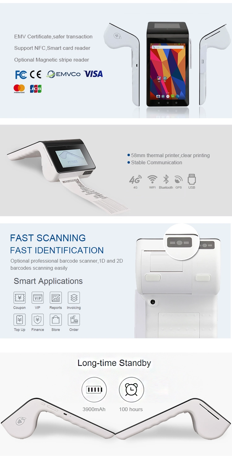 Smart POS Terminal/POS System/Touch Screen POS System Terminal Support IC Card, NFC, , Magstripe Card PT7003