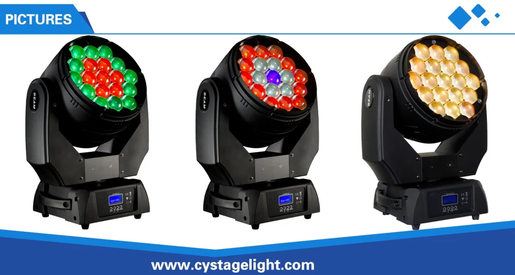 19X15W RGBW 4-in-1 Beam Wash Zoom Osram LED Moving Head Lighting
