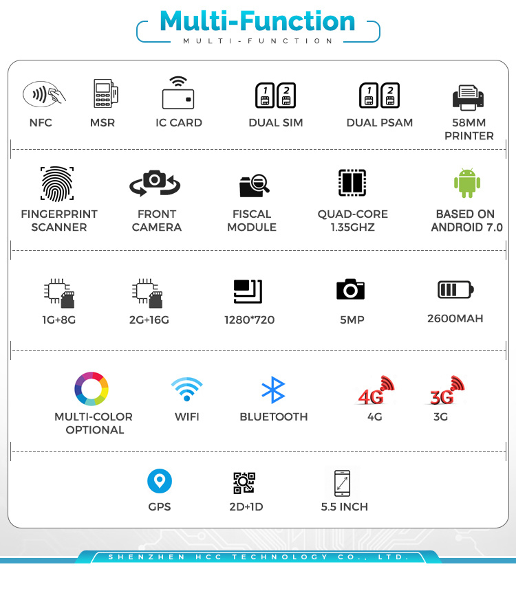 All-in-One Handheld Eft Handheld Verifone Android POS Terminal with Printer (HCC-Z100C)