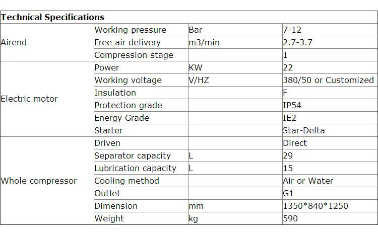 General Industrial 22kw Screw Air Compressor for Sale