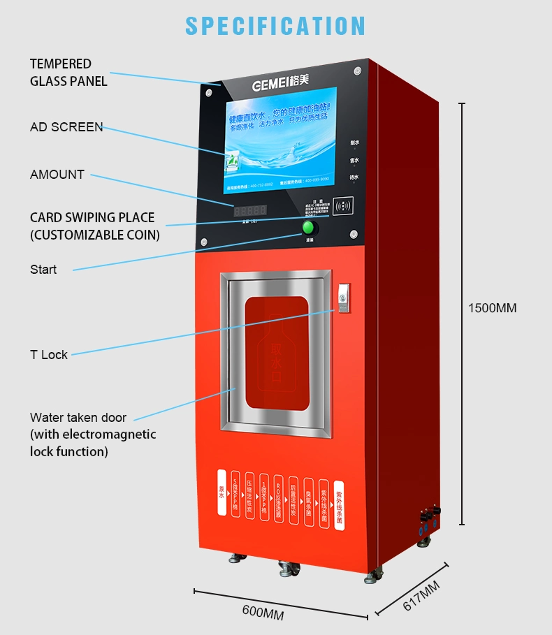 Factory Price Coin/IC-Card/Credit-Card Operated Stainless Steel Water Station Vending Machine