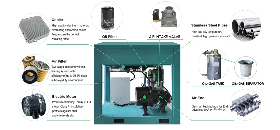 General Industrial Equipments Screw Air Compressor 11kw 15HP Industrial Equipment Screw Air Compressor