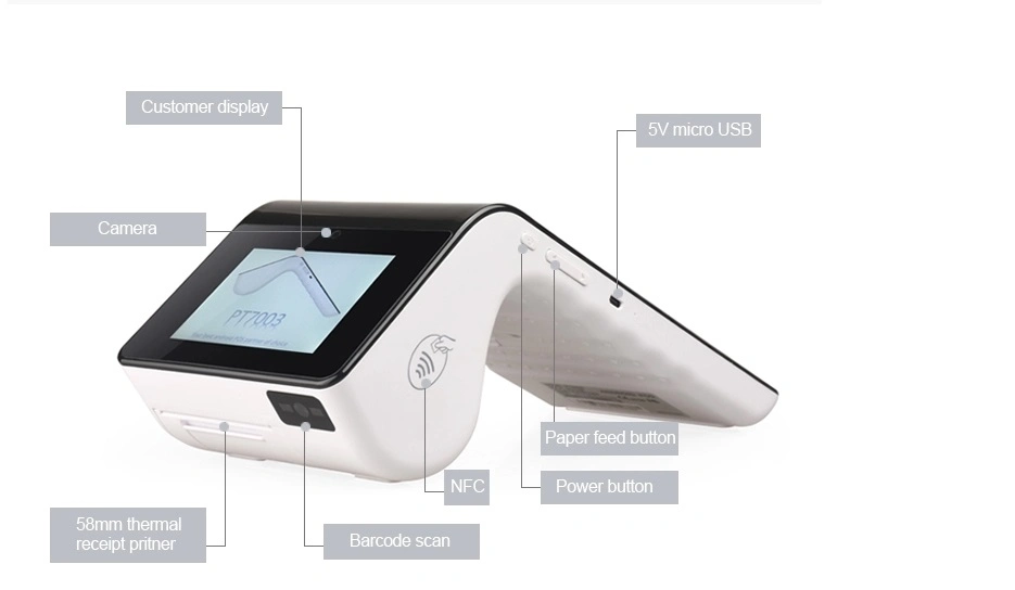 7inch and 3.5inch Customer Display Handheld Android Mobile POS Terminal PT7003 Dual Touch Screen