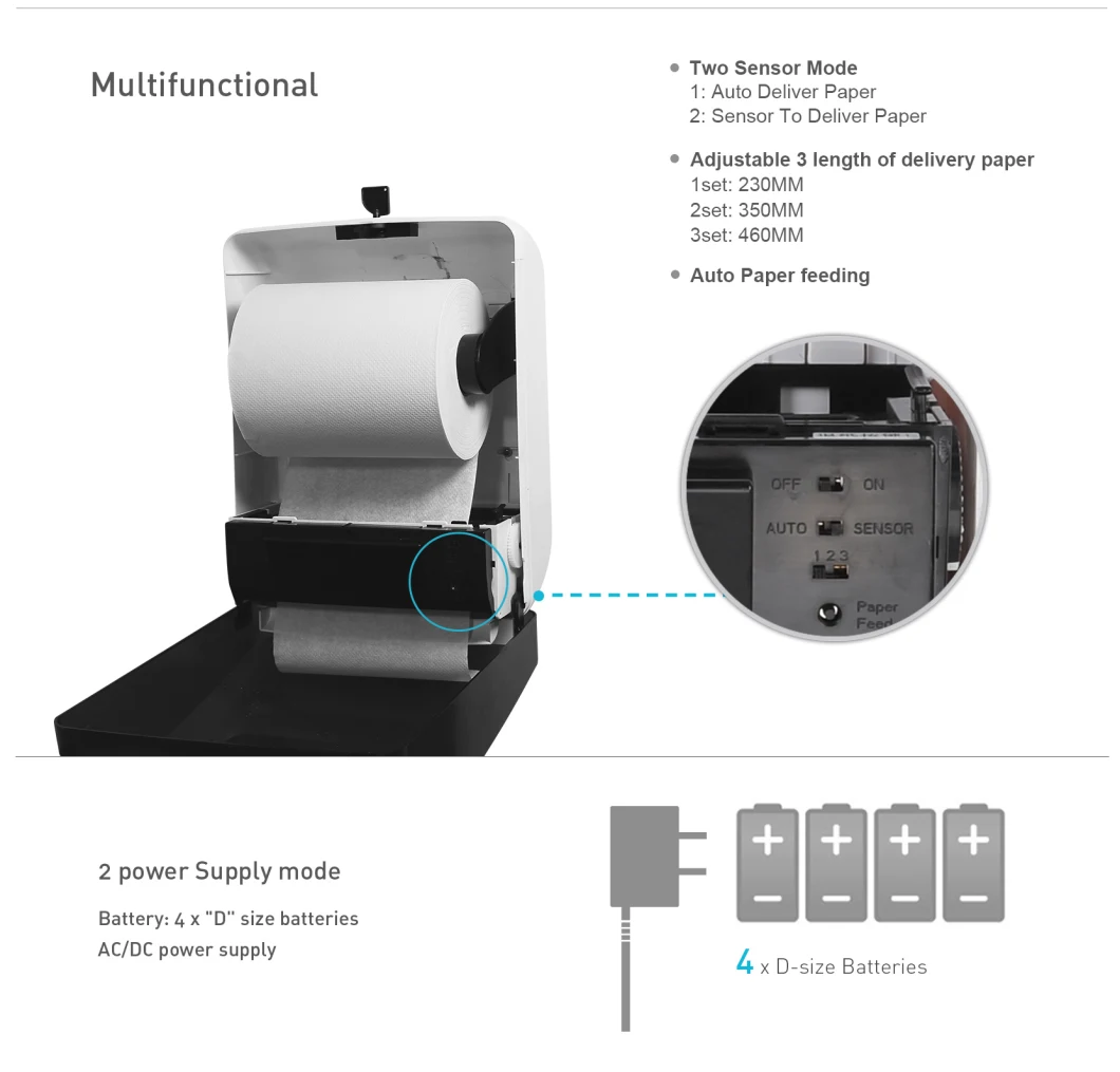 Auto Cut Jumbo Roll Towel Paper Dispenser Auto Cut Sensor Dispenser