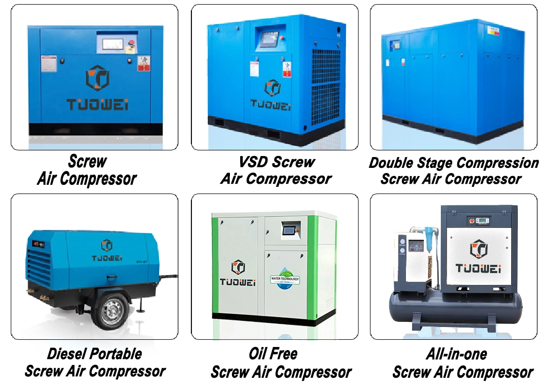 7.5kw 10 HP Electric Rotary Screw Air Compressor Machine with 300L Air Tank