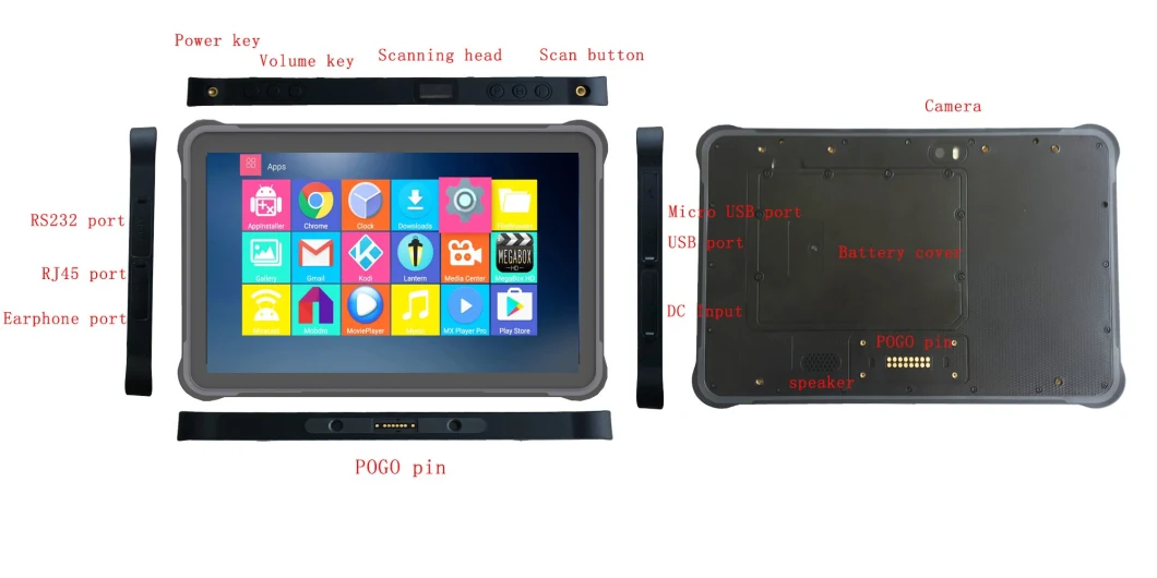 10.1 Inch Industrial and Rugged Touch Panel Handheld Tablet for Logistics Management/POS