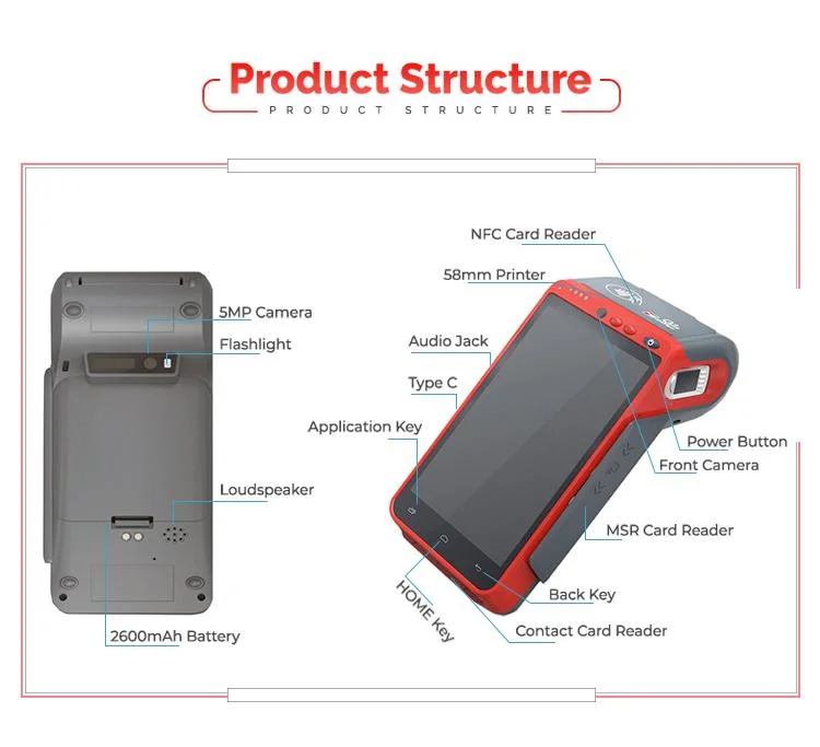 2D Barcode Biometric Fingerprint NFC Bill Payment Android POS Terminal (HCC-Z100C)