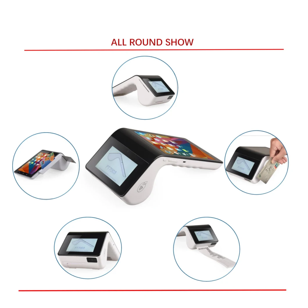 Handheld Mobile POS System, 4G WiFi Sam Card Support 58mm Thermal Printer and Card Reader