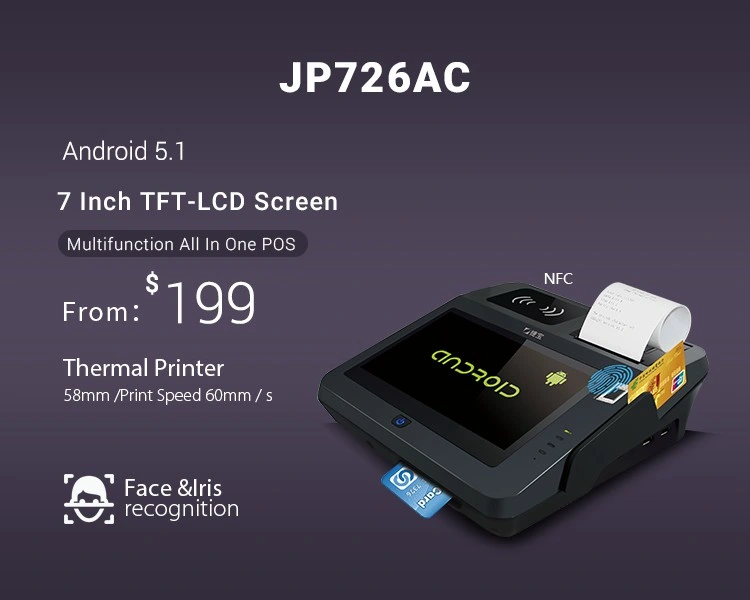 Android POS Electronic Payment Terminal with 58mm Thermal Printer and WiFi Bluetooth