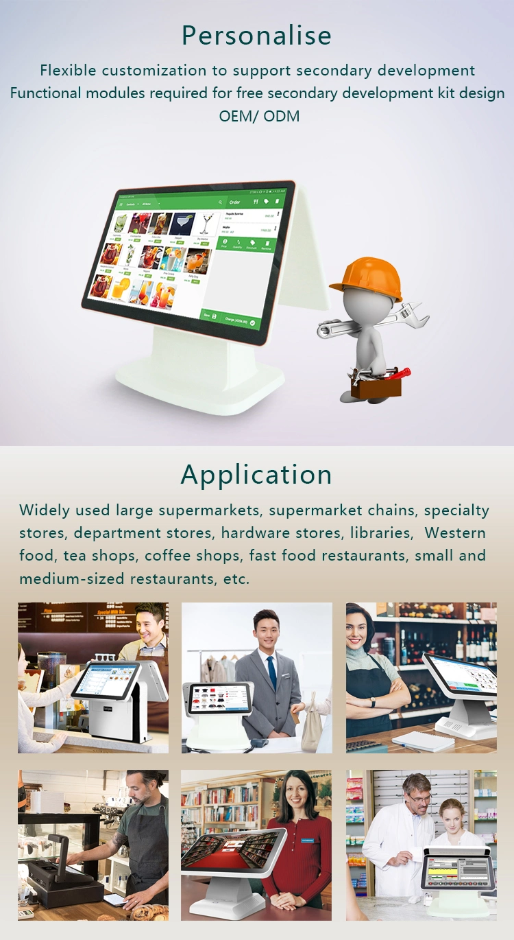 Dual Touch Screen Tablet POS System All in One Cash Payment Billing Electronic Cash Register