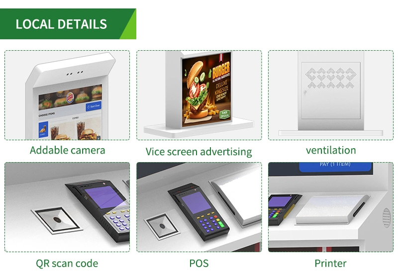 Pasta Store Self Ordering Vending Ticket Self Service Payment POS Terminal for Noodle Shop /Restaurant