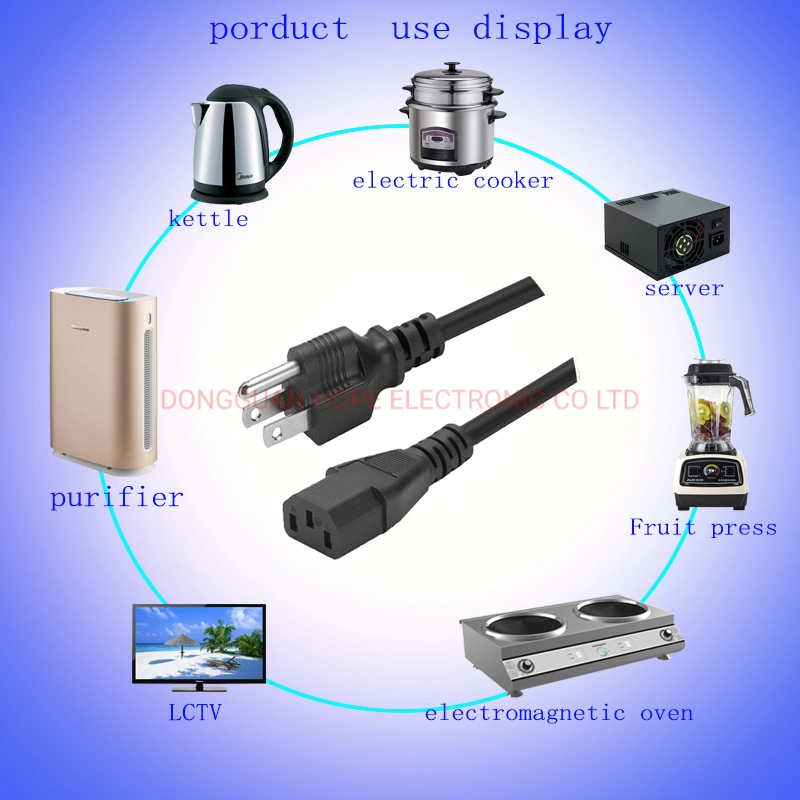 OEM UL Certification 3pin Power Cord Dghope AC Power Cable Computer Power Cord