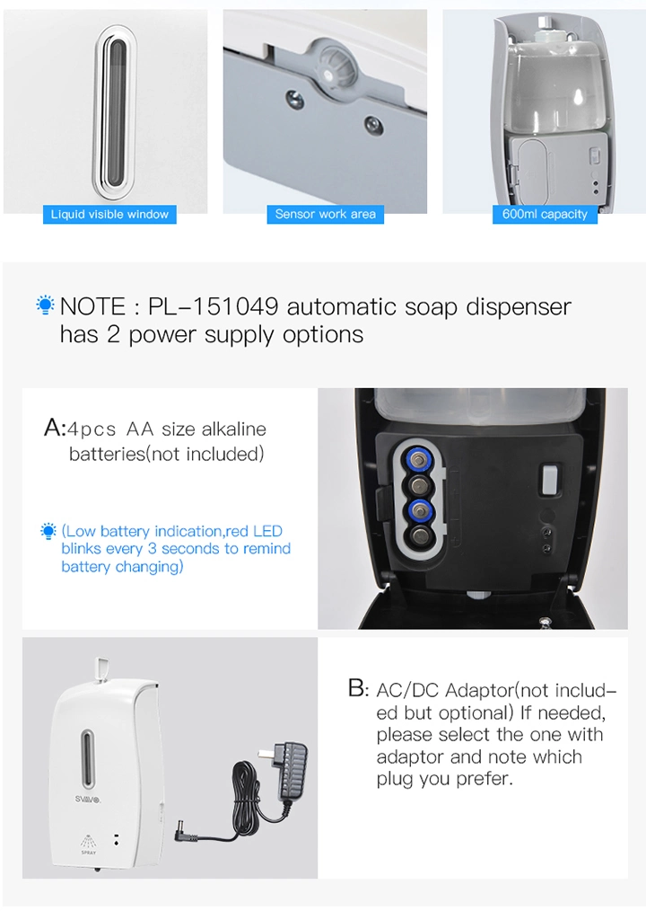 Refill Spray Alcohol Automatic Disinfectant Dispenser Svavo 600ml Touchless