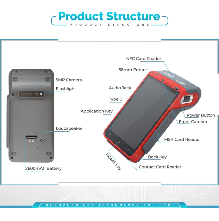 Mobile Handheld Eft Handheld Verifone Android POS Terminal with Printer (HCC-Z100C)