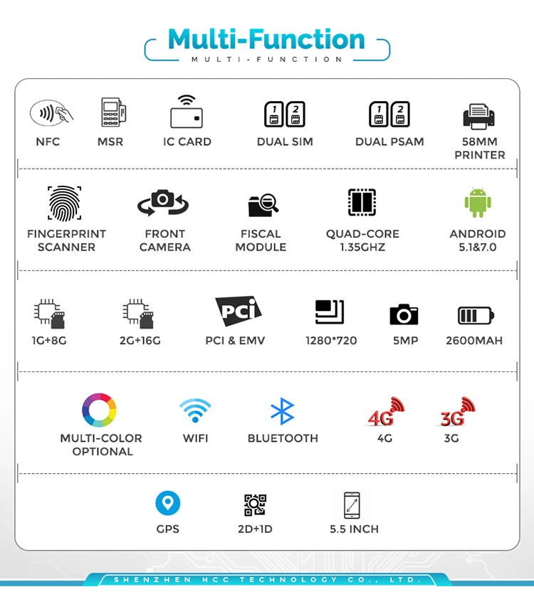 Biometric All in One Intelligent Android POS Terminal with Barcode & Fingerprint (HCC-Z100C)