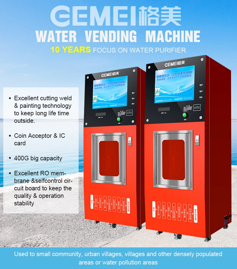 Factory Price Coin/IC-Card/Credit-Card Operated Stainless Steel Water Station Vending Machine