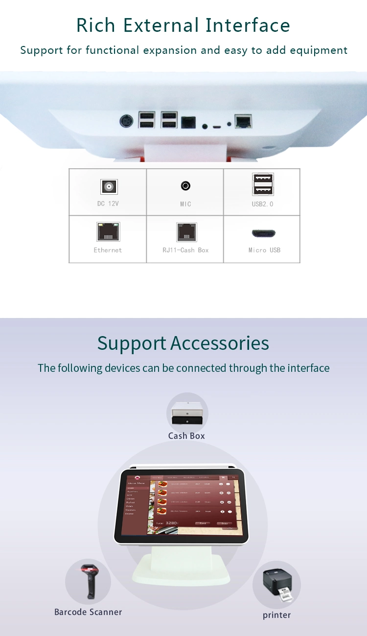 Dual Touch Screen Tablet POS System All in One Cash Payment Billing Electronic Cash Register