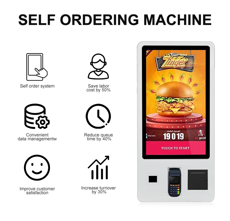 32 Inch Android Touch Screen Floor Standing Kiosk Self Service Menu Order Automated Payment Machine