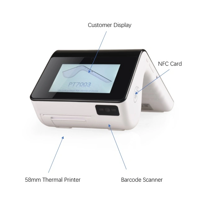 PT7003 Portable Android POS Terminal with EMV NFC Magnetic Card Reader Receipt Printer and Wireless Scanner in Commerce