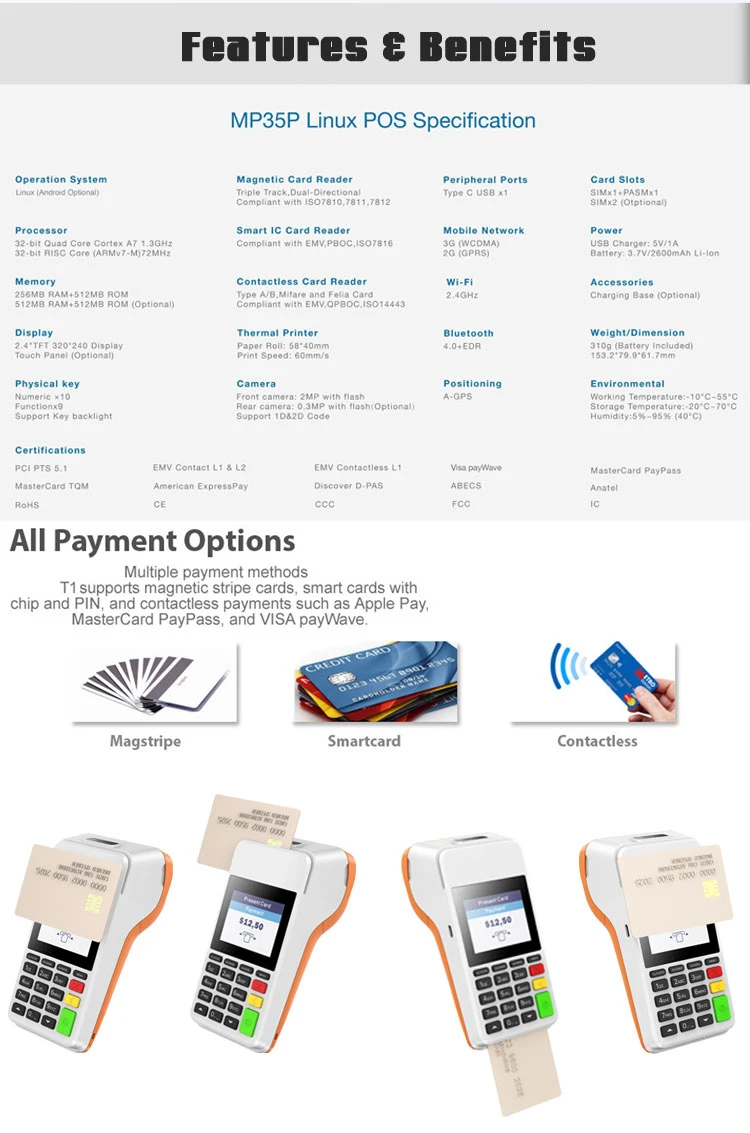 Free Sdk Support Prepaid Card Reader Smart Android POS Terminal for Wholesales