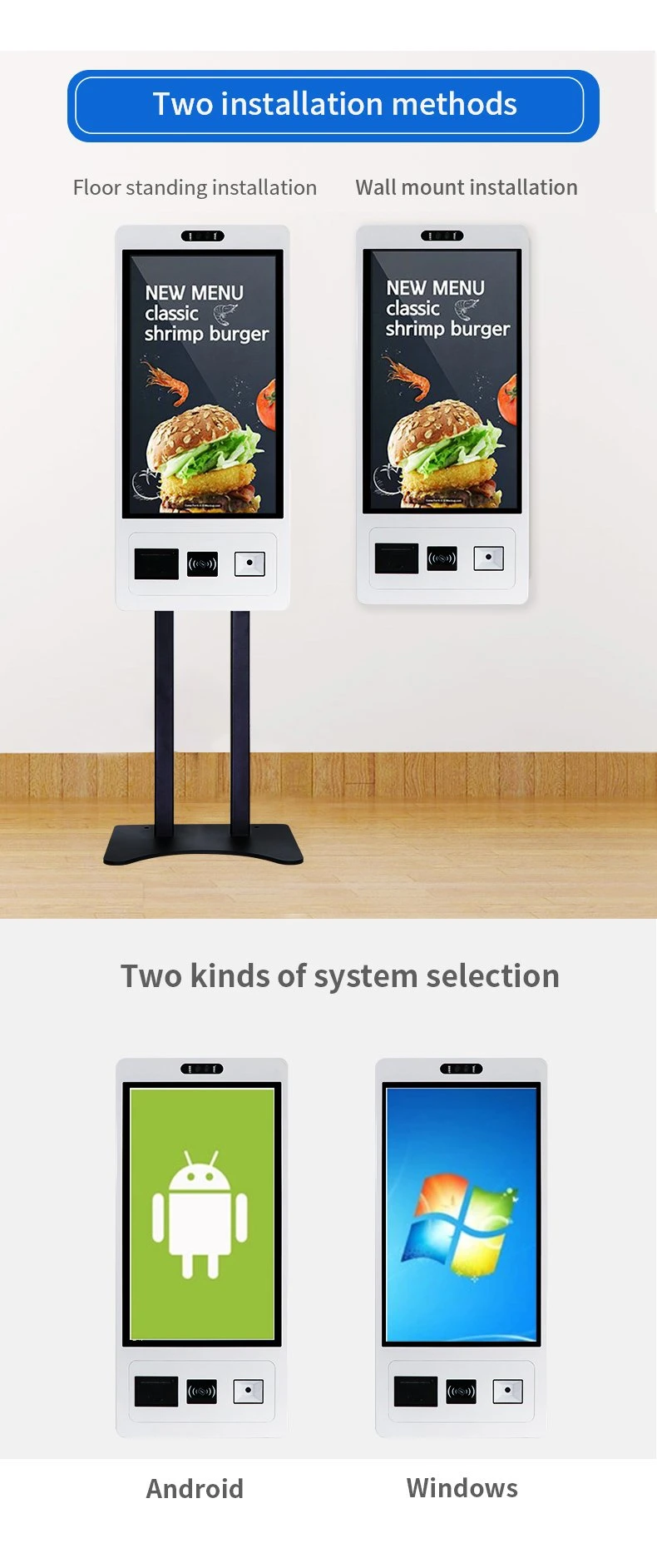 32 Inch Floor Stand Self Service Cinema Ticket Vending Machine Payment Credit Card Ordering Kiosk