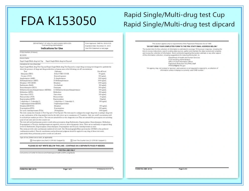 Lab & Hospital Test Use Multiple Drugs Rapid Test Strips Cup