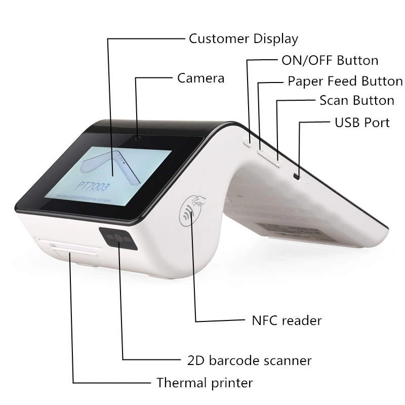 PT7003 WiFi Android 58mm Invoice Touch POS Hardware Computer