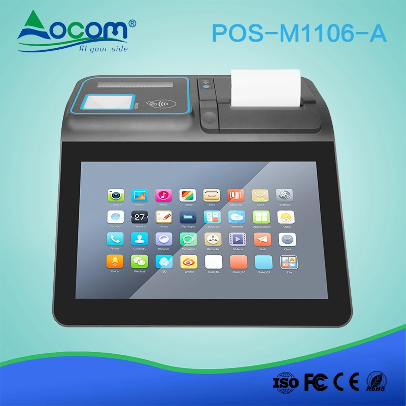 11 Inch Portable Touch Screen Cash Register Android Tablet POS System with Printer, Scanner Display RFID Msr and Battery Options