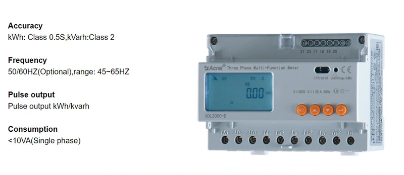 Acrel Energy Meter DIN Rail LCD Three Phase Multifuction Power Meter Energy Meter with RS485 Modbus